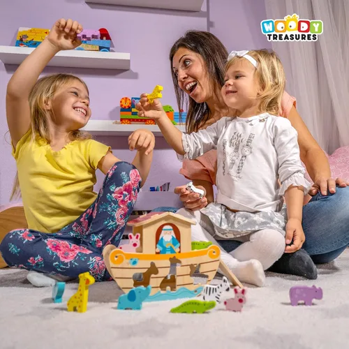 Vista 4 de Juguetes de madera - Juguete de Arca de Noé (juguetes educativos y de desarrollo, gran regalo para niñas y niños)