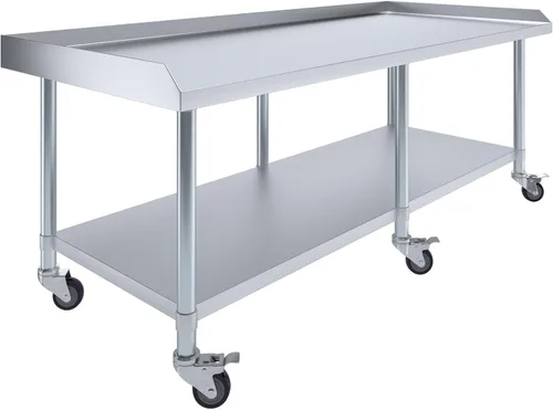 Vista 34 de AmGood Soporte para equipo de acero inoxidable, resistente, grado comercial, con estante inferior, certificado NSF