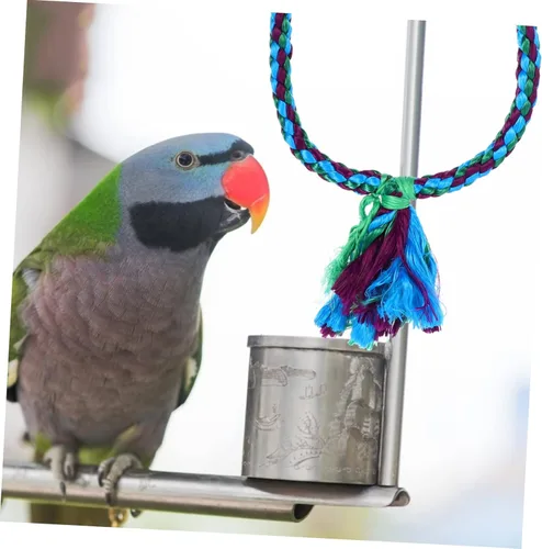 Vista 6 de Juguetes de juguete de columpio de loro, juguetes de escalada, guacamayo, perca, pájaro, columpio, cuerda para masticar, loro, columpio