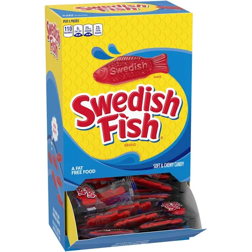 Vista 14 de SWEDISH FISH Caramelos de gomita suaves y masticables envueltos individualmente, caramelos a granel, caja de 240