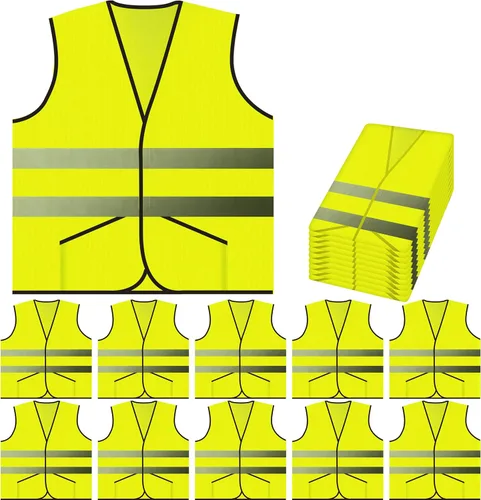Vista 9 de PeerBasics Chaleco de seguridad de bolsillo Paquete a granel reflectante de alta visibilidad para hombres y mujeres