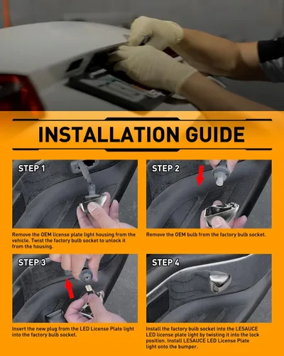 Vista 7 de LESAUCE Juego de 2 lámparas LED completas para matrícula con carcasa cromada para Chevy Silverado 1500 2500 3500 Suburban Tahoe GMC Sierra Yukon XL