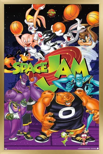 Vista 12 de Trends International Looney Tunes: Space Jam - Póster de collage de pared, 14.725 x 22.375 pulgadas, versión enmarcada de madera de granero Versión
