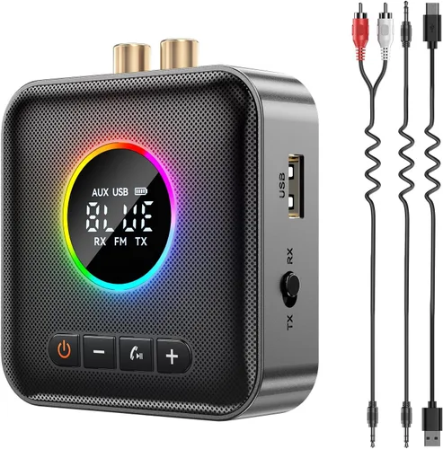 Receptor transmisor Bluetooth 6.0 para TV, adaptador Bluetooth 3 en 1, receptor de audio de alta fidelidad, transmisor FM para estéreo/altavoces/TV