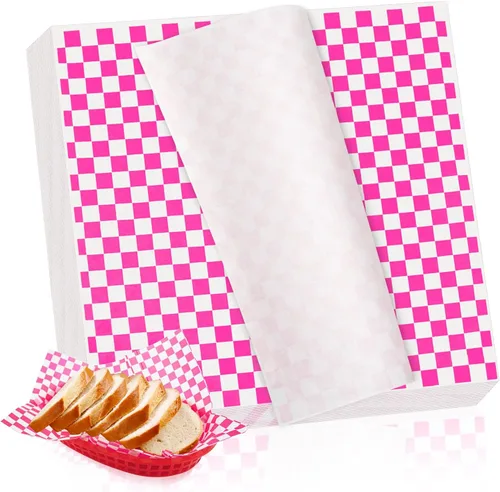 Vista 9 de 100 hojas de papel encerado a cuadros, envoltorios de papel para cestas de alimentos de plástico, envoltorios para pan y sándwiches (negro)