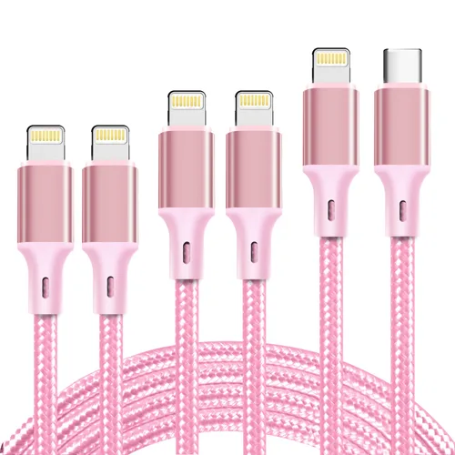 Vista 21 de cugunu Cargador para iPhone, 5 unidades de 3/3/6/6/10 pies, con certificación MFi de Apple, cable Lightning USB de nailon trenzado, cable de carga