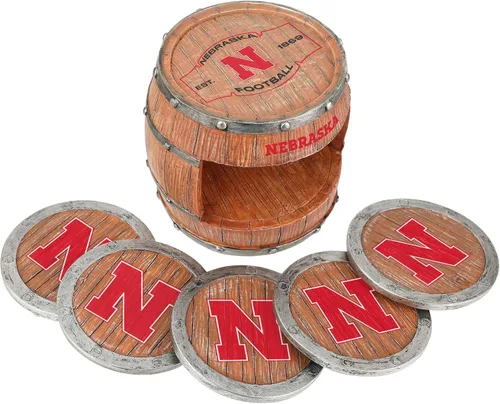 Vista 3 de FOCO NCAA College Team Logo 5-Pack Barril Bebida Bebida Coaster Set