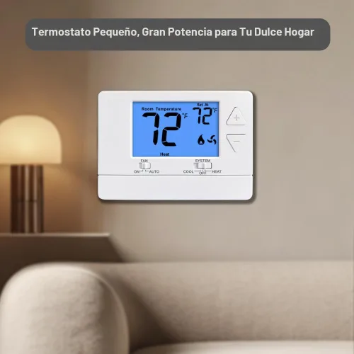 Vista 7 de Termostato no programable para casa, termostato digital de ahorro de energía, sistemas de una sola etapa, 1 calefacción/1 refrigeración, fácil Azul