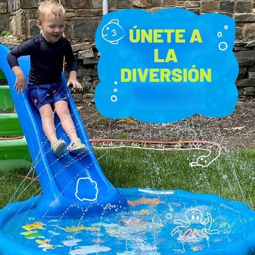 Vista 3 de SplashEZ Almohadilla de salpicaduras 3 en 1, aspersor para niños y piscina de bebés para aprender, piscina con rociadores para niños pequeños