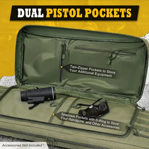 Vista 3 de DULCE DOM 36 42 48 Inch Double Rifle Case, Tactical Soft Padded Backpack for Hunting & Shooting Range, Heavy-Duty Storage Gun Bag for 2 Rifles &