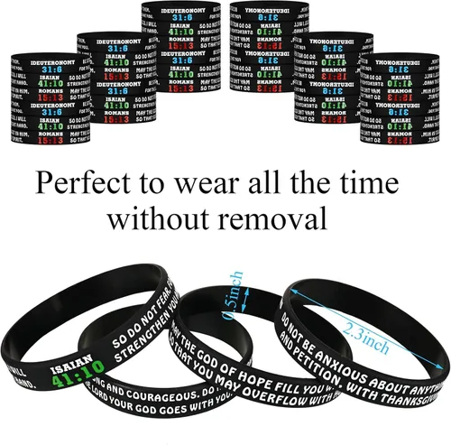 Vista 4 de Sumind 32 pulseras de silicona con versículos de la Biblia, pulseras motivacionales cristianas a granel con 4 diseños clásicos de las Escrituras