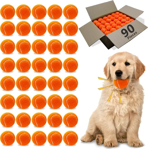 Vista 12 de Magicorange Pelotas de tenis para perros, paquete de 20 pelotas de tenis de 6.35 cm con sonido y flotación para ejercicio de búsqueda, pelotas