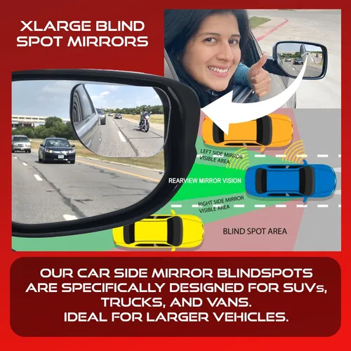 Vista 6 de Espejos convexos para automóvil de punto ciego: retrovisor extragrande - Espejo automotriz para automóvil - Accesorios exteriores e