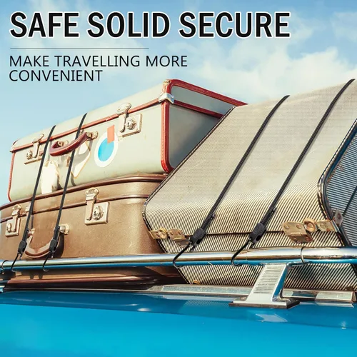 Vista 3 de Cuerdas elásticas ajustables con ganchos de 18 pulgadas, 8 piezas ajustables de 7 a 18 pulgadas, mosquetones elásticos resistentes al aire libre