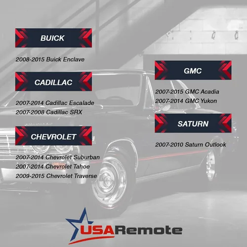 Vista 4 de Carcasa para llavero compatible con Buick Cadillac Chevy GMC Saturn 2007-2015, mando a distancia sin llave y almohadilla de botones