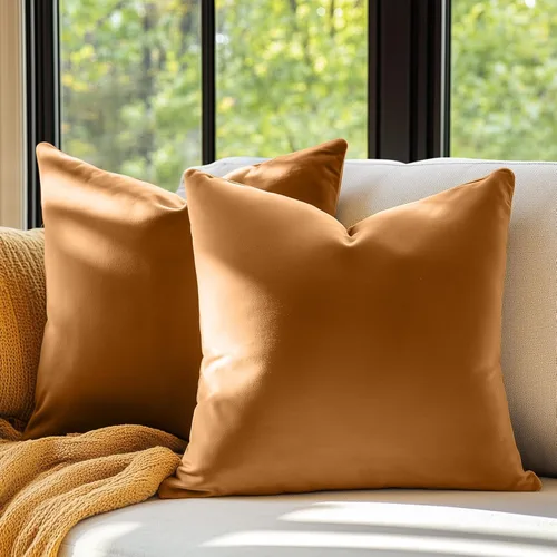 Vista 9 de Lazzzy Paquete de 2 fundas de almohada de terciopelo decorativas para sofá, cama, sofá, silla, funda de cojín azul suave, funda de almohada cuadrada