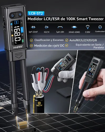 Vista 2 de FNIRSI LCR-ST2 100kHz LCR Meter Tweezer SMD & Through-Hole Component Tester