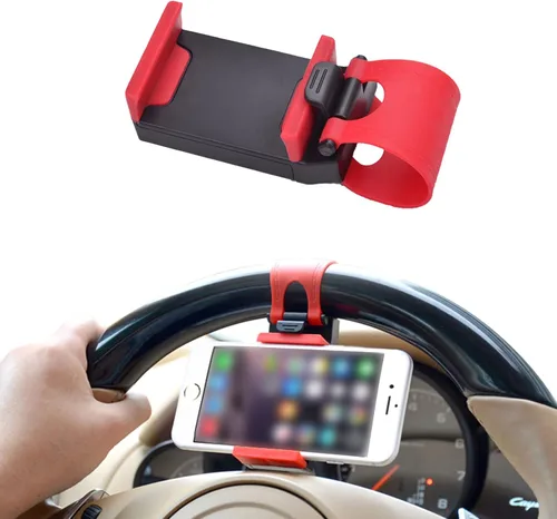 Vista 8 de HAOBO Soporte para Teléfono de Coche - Soporte Ajustable para Coche, Soporte de Teléfono para Volante, Soporte Universal para Teléfono Móvil