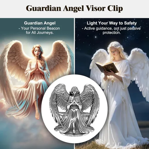 Vista 2 de PloreWay Clip de visera solar de ángel de la guarda: un compañero de viaje simbólico para su seguridad y protección