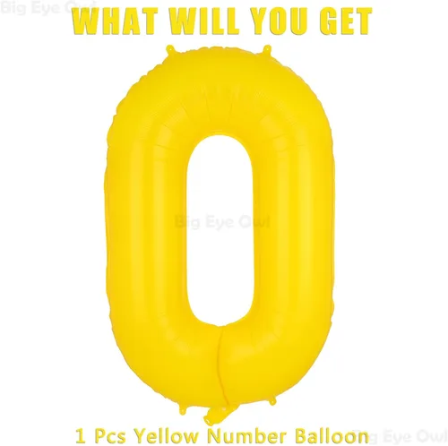 Vista 3 de Globos grandes de papel de aluminio amarillo número 0 de 40 pulgadas, helio grande Mylar Zero globo para decoración de fiesta de cumpleaños