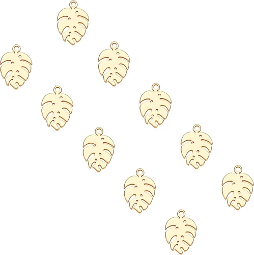 Vista 7 de UNICRAFTALE Gold Plated Leaf Charms Stainless Steel Pendants Smooth Metal DIY Pendant for Jewelry Findings Making