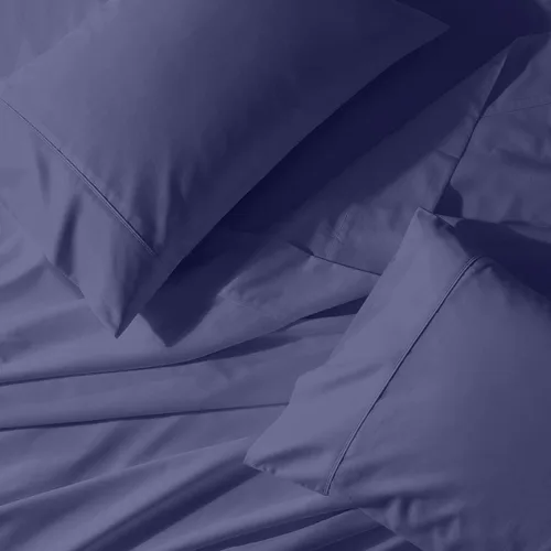 Vista 13 de Royal Tradition Cool and Crisp Percale Cotton 4pc Sheet Set (Full Size, Blue) Made in USA Breathable Classic Bed Sheets