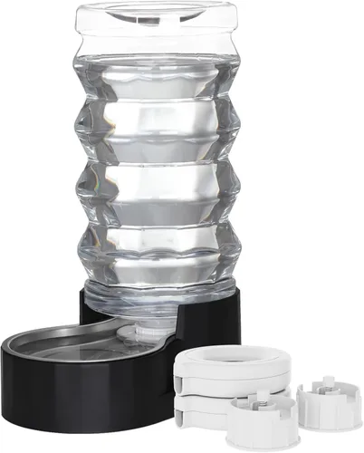 Vista 29 de RIZZARI Dispensador de agua grande para perros: 8L de gravedad elevada en negro, dispensador automático de acero inoxidable con cepillo