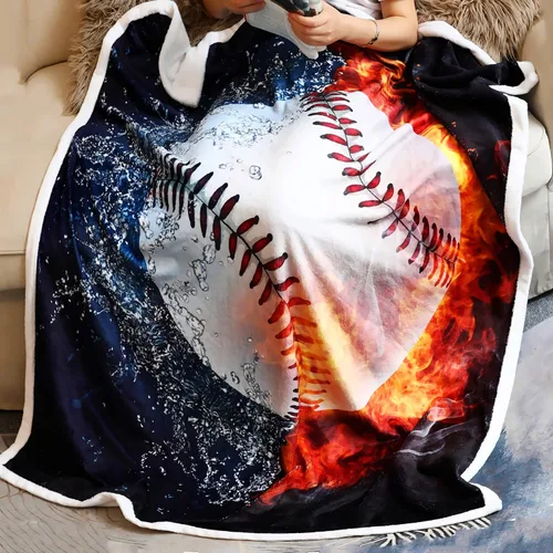 Sviuse Manta de béisbol con estampado de bolas de béisbol, regalos para niños y adultos, artículos deportivos para amantes del sóftbol, manta suave