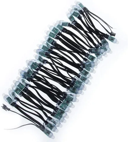 500pcs WS2811 0.472 in Difusión Digital Dream Color RGB LED Pixel String Light Individualmente direccionable LED Pixeles Módulo Negro Cable IP68
