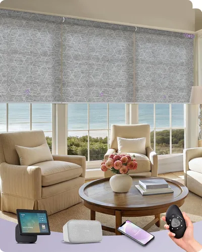 Vista 11 de Graywind Persianas enrollables inteligentes acopladas compatibles con Alexa Google, tamaño personalizado extra grande, persianas motorizadas