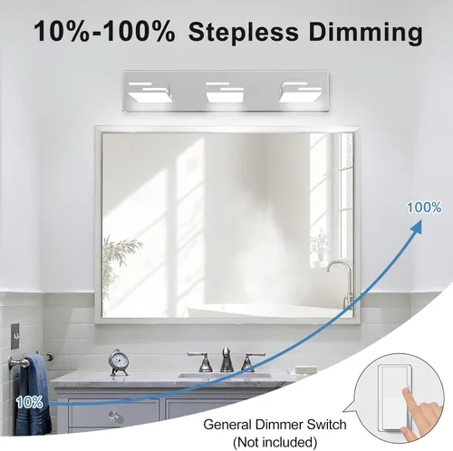 Vista 5 de Lámparas LED modernas para tocador de baño, 3 luces, 5CCT, regulables, luces de tocador negro mate para accesorios de iluminación de baño sobre