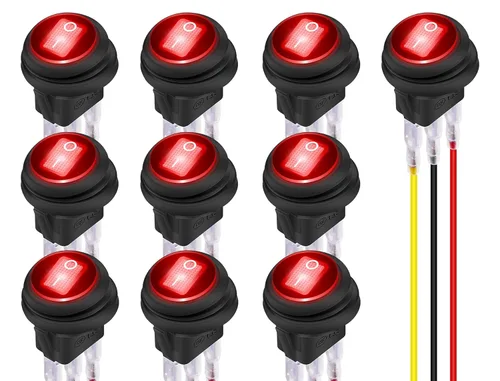 Vista 9 de DaierTek Interruptor basculante impermeable de 12 V y 20 A con luz LED azul, redondo, 3 pines, 12 voltios, palanca iluminada resistente a