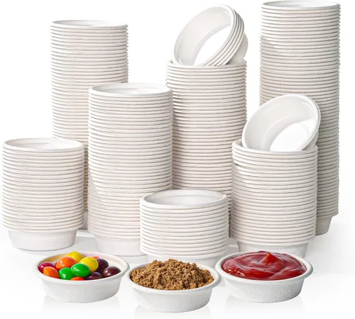 ECOLipak - Vasos compostables para condimentos de 1 oz, paquete de 1000 tazas de porción de bagazo | Biodegradable, adecuado para muestras,