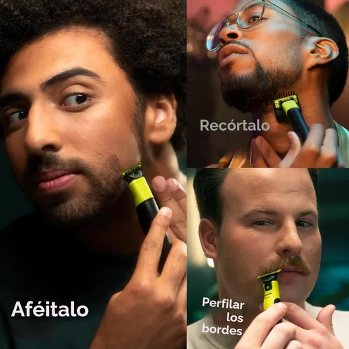 Vista 2 de Norelco Philips OneBlade 360 con Conectividad Híbrida para Cara, Recortadora de Barba Eléctrica y Afeitadora, con Tecnología de Cuchilla 360, 1