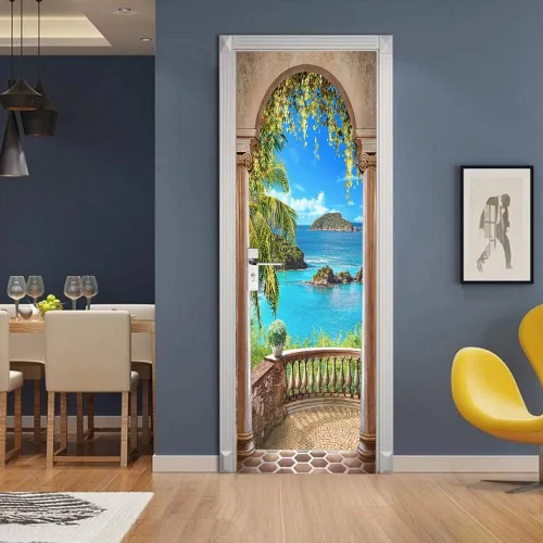 Vista 37 de Calcomanías 3D para puerta, murales para despegar y pegar, papel tapiz de caballo, calcomanías autoadhesivas extraíbles de PVC, impermeable, póster