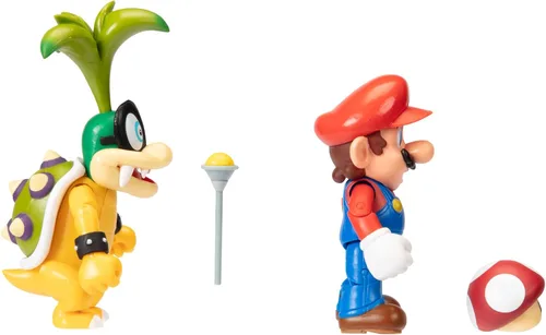 Vista 4 de Super Mario Nintendo - Figura de acción de 4 pulgadas, paquete de 2 unidades, Mario Vs. Iggy Koopa
