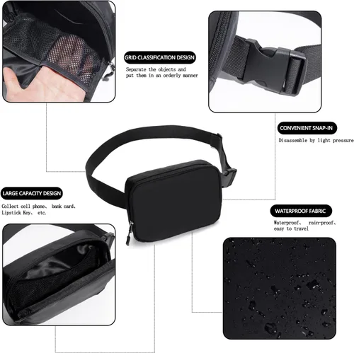 Vista 4 de Riñonera cruzada para mujer en todas partes, Negro, talla única , Riñonera para mujer