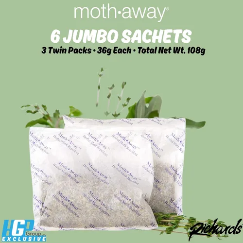Vista 5 de Richards Homewares Moth Away - Repelente natural no tóxico a base de hierbas, 6 sobres jumbo