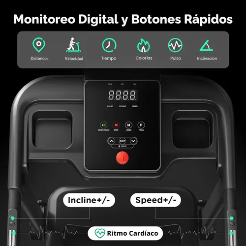 Vista 6 de YUEJIQI Treadmill with 0-15% Auto Incline, 3.5HP Quiet Brushless Foldable Treadmills for Home, Small Space Portable Running Walking Machine, 300 Lbs