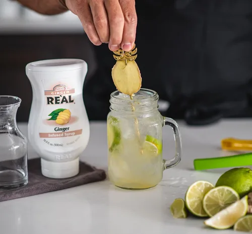 Vista 3 de Ginger Reàl, jarabe con infusión de jengibre, botella exprimible de 16.9 onzas líquidas (paquete de 1)