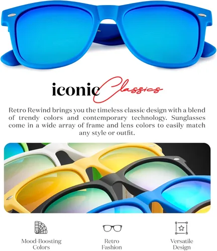 Vista 2 de Retro Rewind Gafas de sol polarizadas para hombres y mujeres, protección UV, gafas de sol clásicas