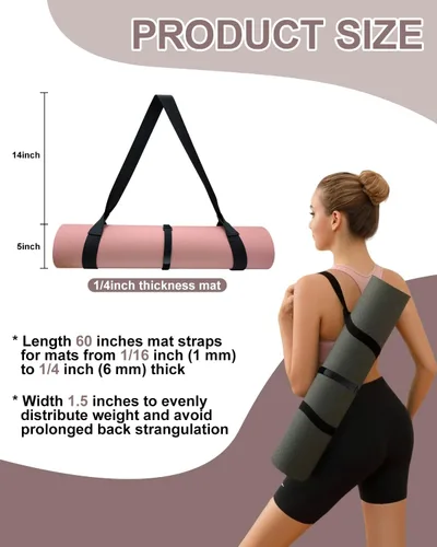 Vista 5 de Soporte para esterilla de yoga, correa de yoga de alta calidad para llevar esterillas de yoga con correa ajustable de gancho y bucle, adecuado