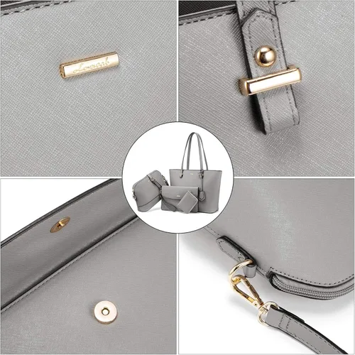 Vista 8 de Bolsas para mujer para llevar al hombro una bolsa grande una tipo cartera una tipo vagabundo juego de 3 piezas