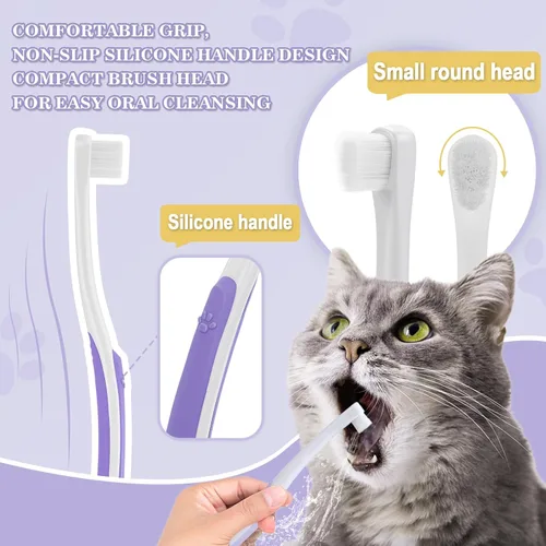 Vista 4 de Cepillo de dientes para gatos Kit completo de cuidado dental con rastreador de blanqueamiento de dientes, cepillos premium para gatos, fácil higiene