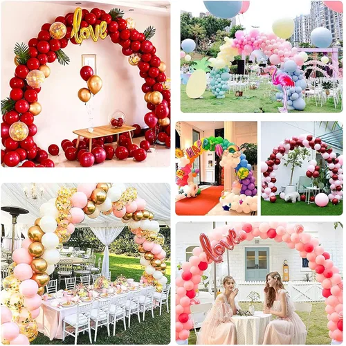 Vista 5 de Kit de arco de globos redondos de Navidad, marco de arco circular ajustable, soporte de fondo para fiesta de cumpleaños, boda, graduación