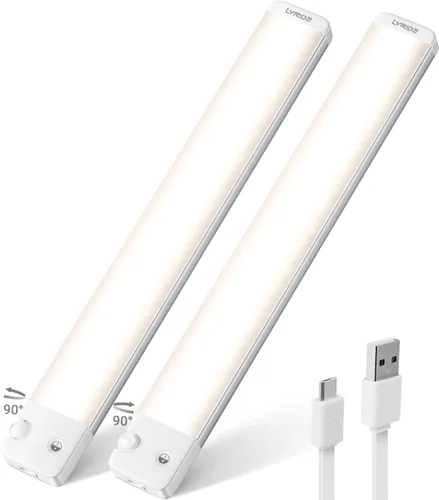 Lyridz 80 luces LED con sensor de movimiento para debajo del gabinete, inalámbricas, sensor PIR ajustable de 0-90° para cocina, luces de armario