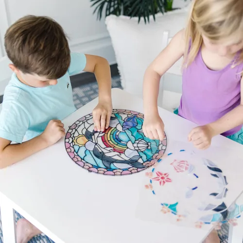 Vista 3 de Melissa & Doug Stained Glass Made Easy Craft Kit: Dolphins - 180+ Stickers