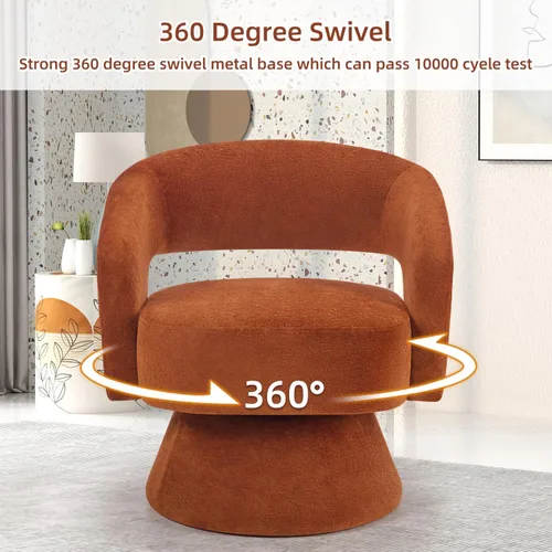 Vista 23 de INZOY Silla Giratoria de Barril con Tela de Terciopelo, Silla de Acento Giratoria con Cojín Suave Engrosado, Cómoda Silla Giratoria Redonda