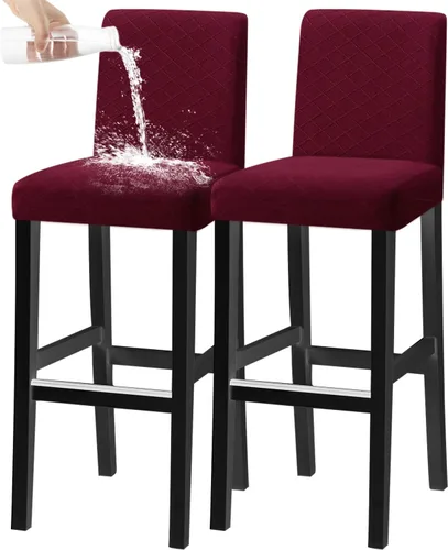 Vista 19 de Fundas para taburete de silla de bar, elásticas, extraíbles y lavables, para comedor giratorio corto (beige, juego de 2)