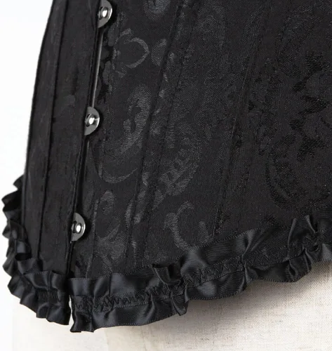 Vista 8 de Atractivo corsé floral para mujer con cordones en la espalda lencería corpiño talla extragrande